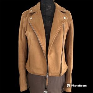 Abercrombie shortwaisted zipper buttersoft vegan suede Jacket Size M (fit Small)
